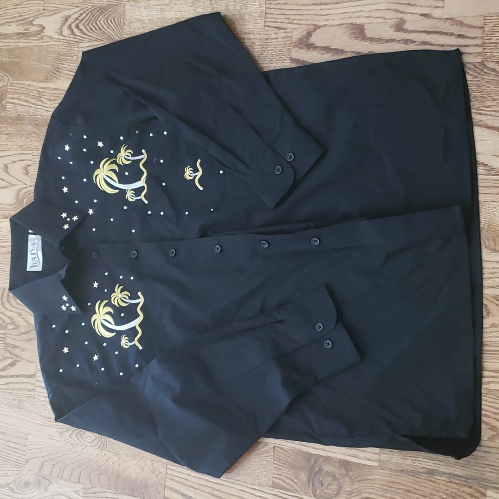 (XS) Hana Vacation Embroidered Embellished Palm Print Tropical Business Casual